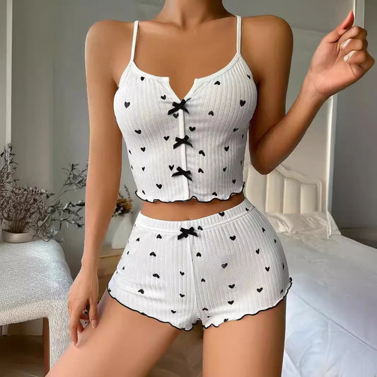 SEXY HEART PRINT PAJAMA SET