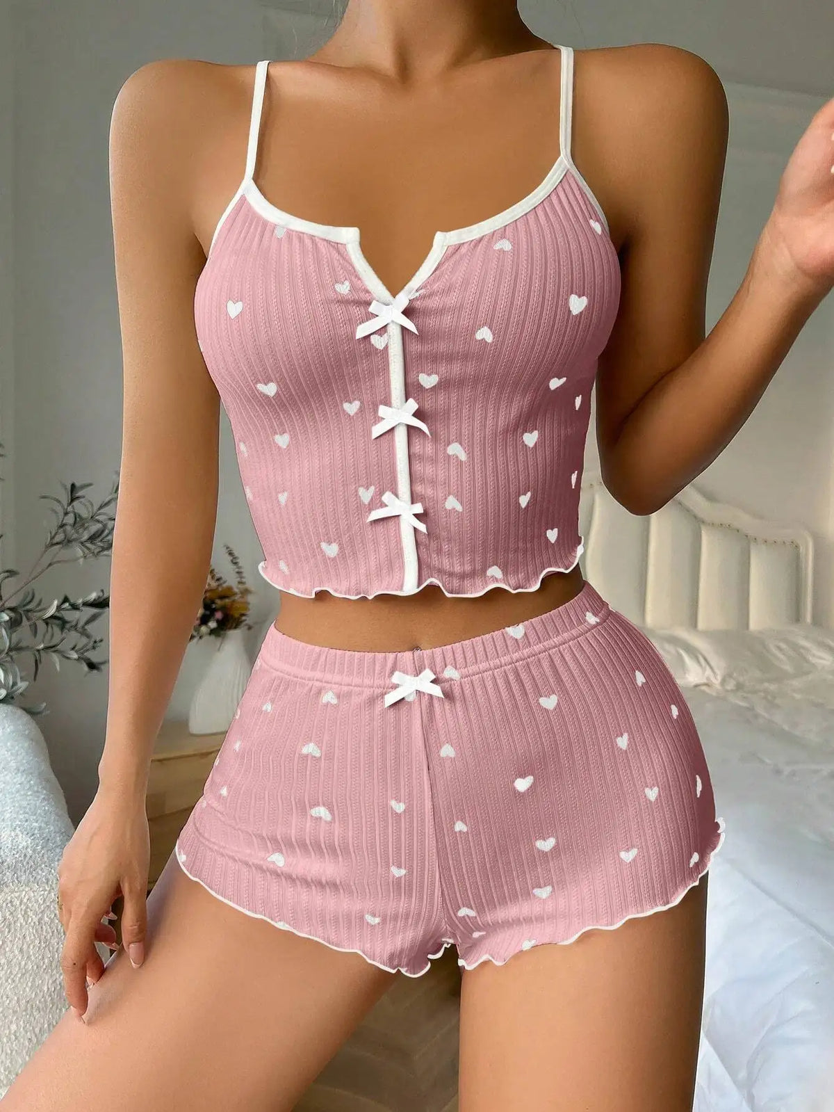 SEXY HEART PRINT PAJAMA SET